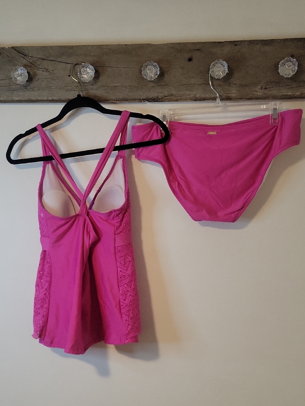 Alex Marie Pink Crochet-Detail Tankini Top and Bikini Bottoms SZ 10 - Picture 4 of 7